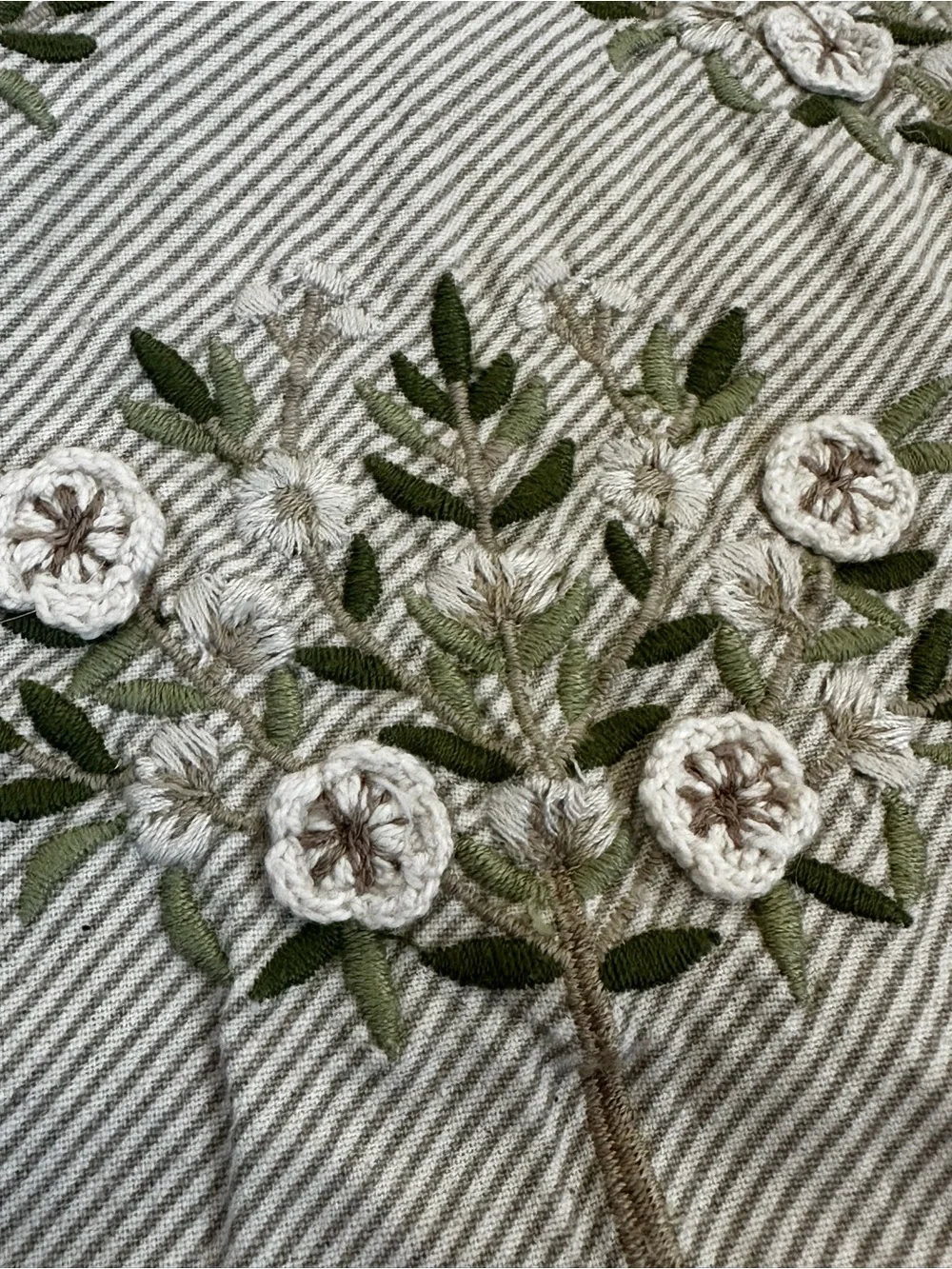 Pier 1 Imports Beige Cream Embroidered Table Runner Farmhouse Cottage Neutral
